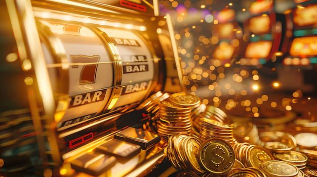 Tampilan layar penuh Diamond Empire di ponsel dengan gulungan berputar dan saldo pemain terlihat di atas